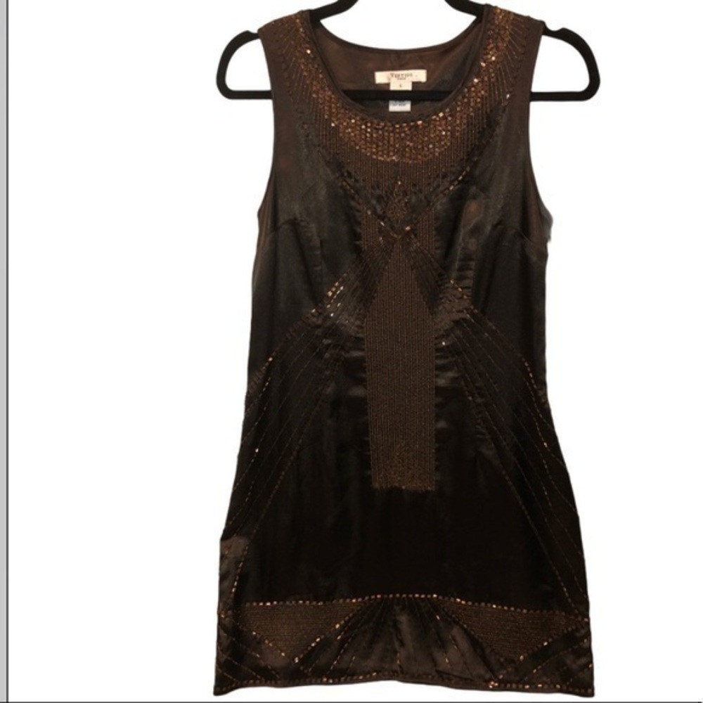 Vertigo Paris Beaded Sleeveless Copper Dre…